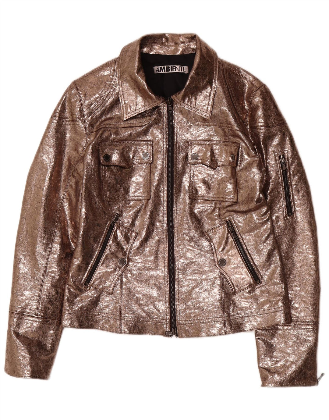 AMBIENTE Jachetă utilitare din piele artificială pentru femei UK 14 Poliester maro mare
