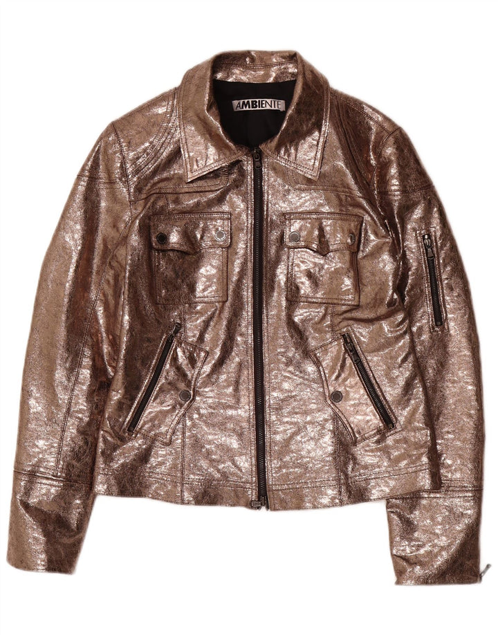 AMBIENTE Jachetă utilitare din piele artificială pentru femei UK 14 Poliester maro mare