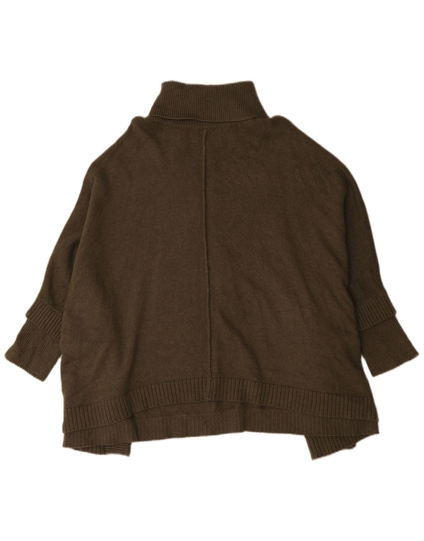 Jumper Poncho supradimensionat pentru femei Joules, cu gât rulat, UK 14 Medium Khaki Viscose
