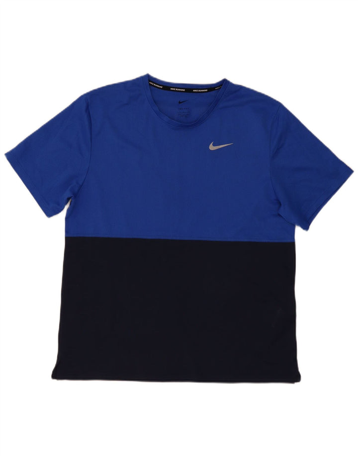Tricou pentru bărbați Nike Dri Fit Top mare, albastru, poliester color bloc