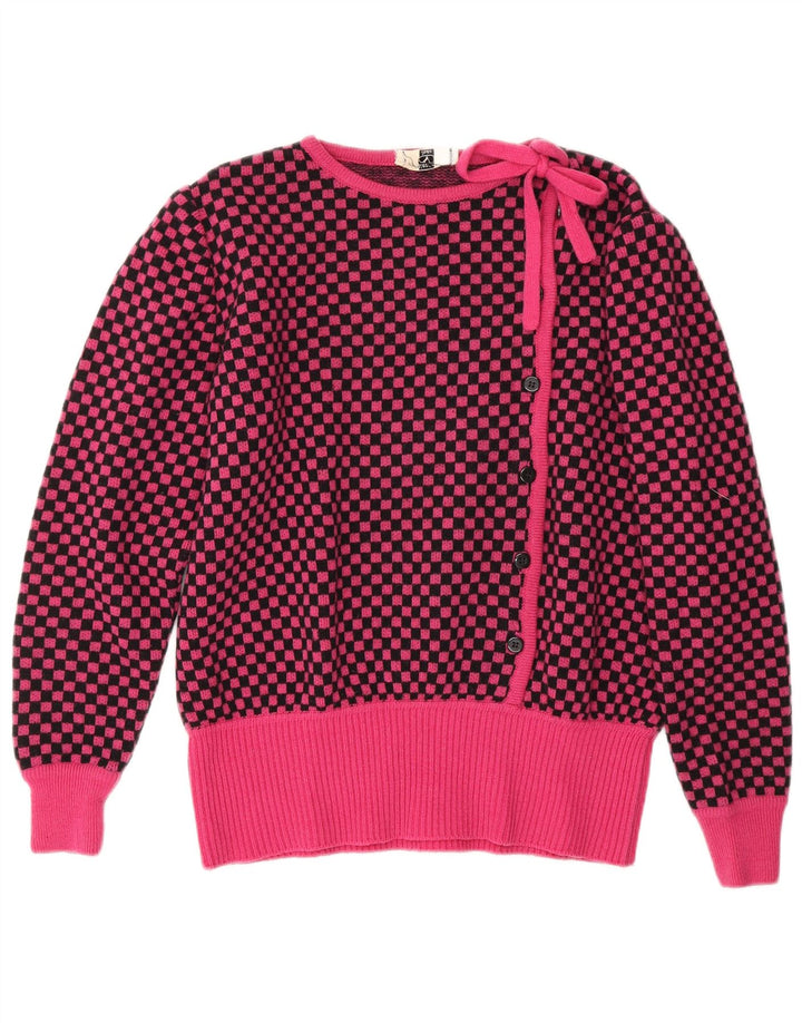Pulover Valentino pentru damă, cu gât de barcă, IT 46, lână vichy, roz mare
