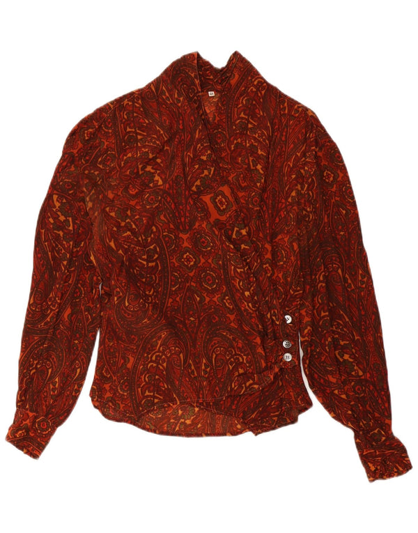 Bluză Cămașă Vintage Femei IT 44 Medium Burgundy Paisley
