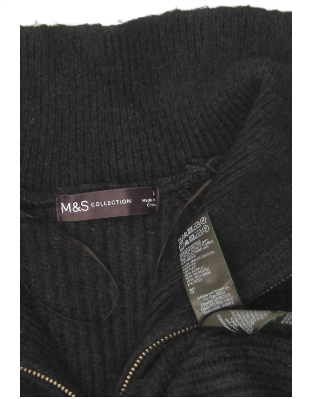 Pulover pentru femei Marks & Spencer, cu fermoar, cu gât, UK 16, mare, bleumarin