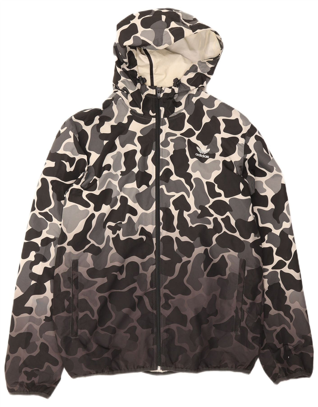Jachetă de ploaie cu glugă pentru bărbați Adidas UK 38 Medium Gri Camuflage Poliester