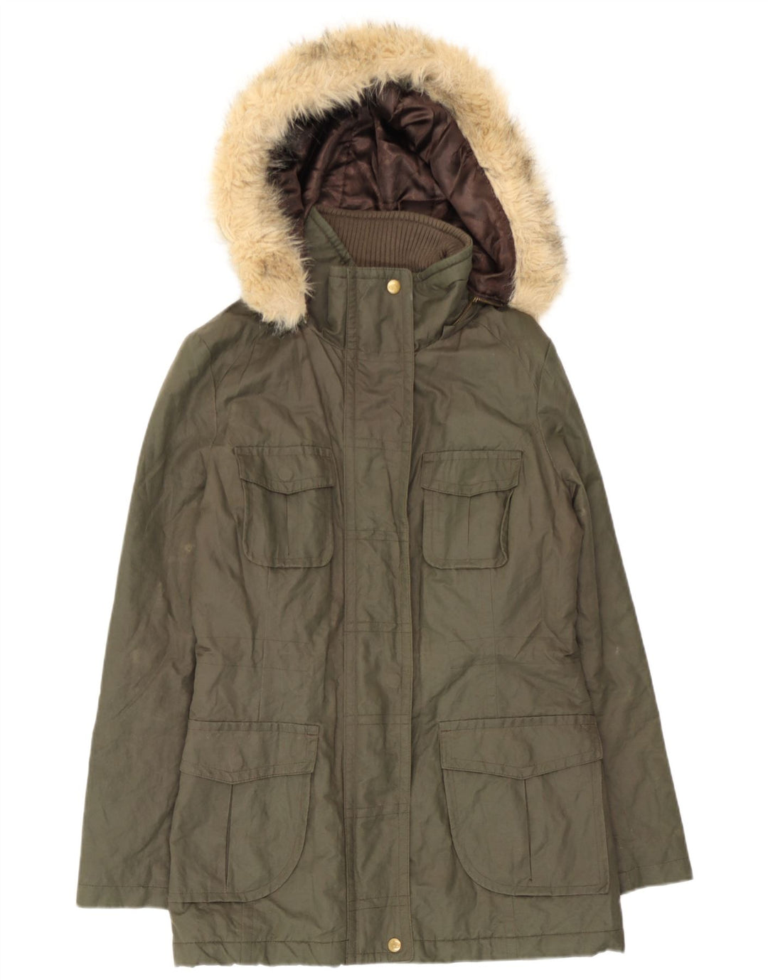 Marks & Spencer jachetă parka cu glugă pentru femei UK 12 bumbac kaki mediu