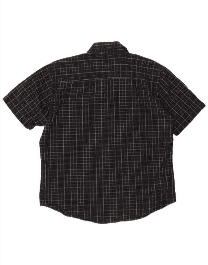 Cămașă cu mânecă scurtă pentru bărbați Pierre Cardin, bumbac cu carouri negru mediu