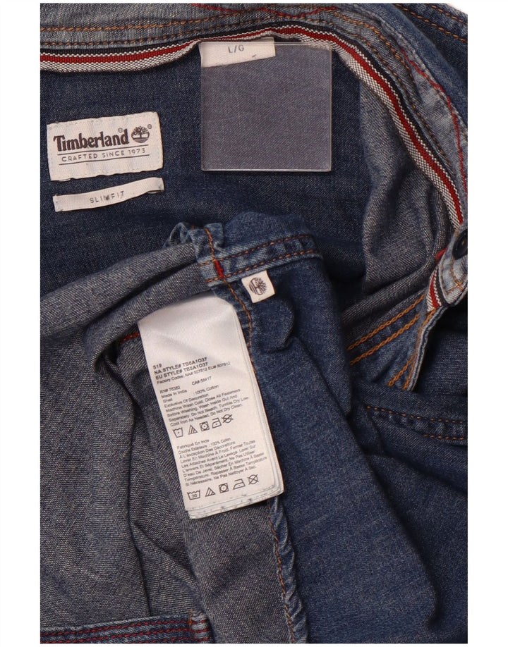 Cămașă Timberland Slim Fit pentru bărbați din denim, mare, albastru, bumbac