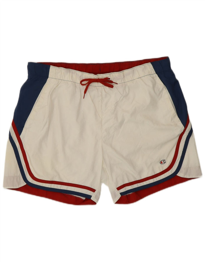 CHAMPION Mens Swimming Shorts XL White Colourblock Polyamide Vintage Champion and Second-Hand Champion from Messina Hembry 