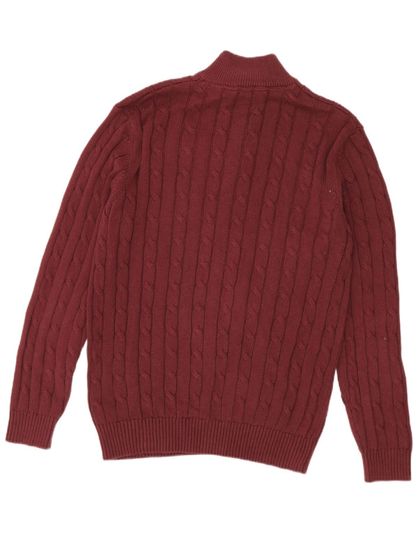 Crew Clothing Mens Zip Neck Jumper Sweater Medium Burgundy Cotton