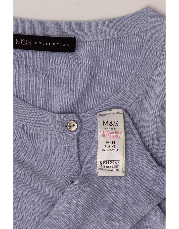 Pulover cardigan pentru femei Marks & Spencer UK 14, mare, albastru, viscoză