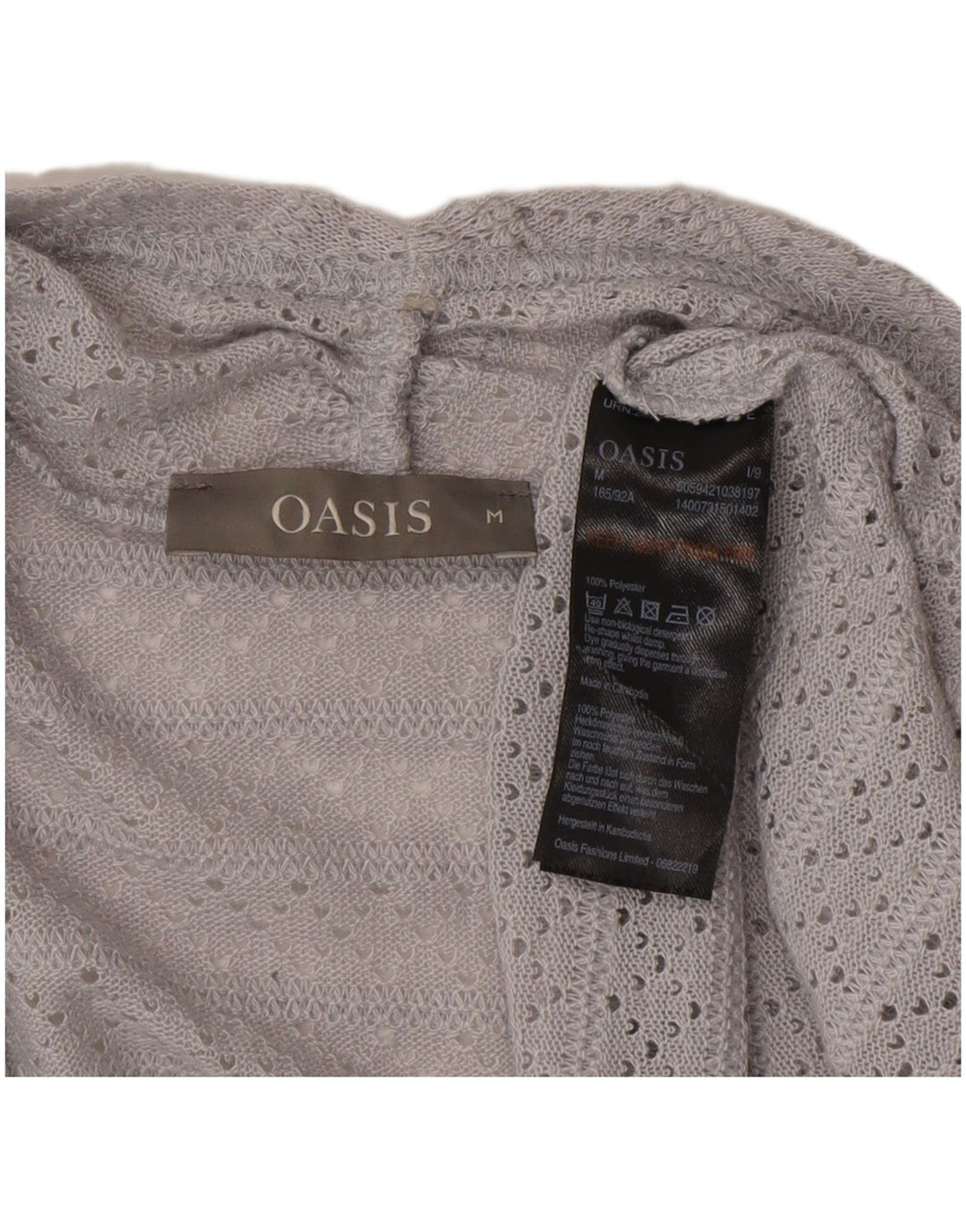 Oasis Womens Open Cardigan Top UK 12 Medium Gri Poliester