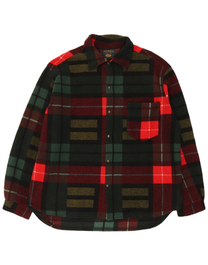Cămașă vintage pentru bărbați, cămașă fleece mare, multicoloră, din poliester