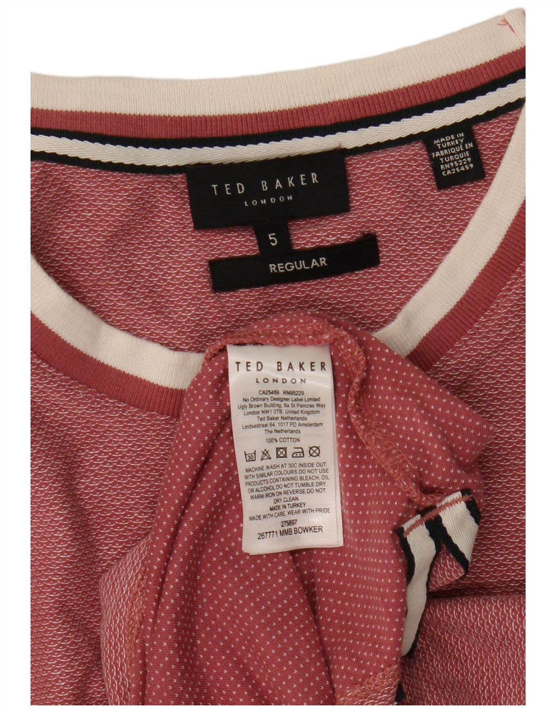 Tricou obișnuit pentru bărbați Ted Baker Mărimea top 5 XL Bumbac roz
