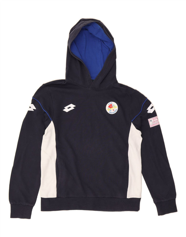 LOTTO Mens Hoodie Jumper Medium Navy Blue Colourblock Vintage Lotto and Second-Hand Lotto from Messina Hembry 