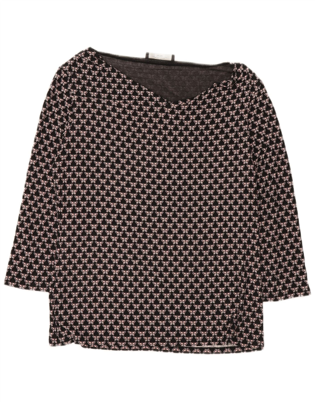 Max Mara Top de weekend pentru femei cu mânecă lungă UK 16 mare negru geometric