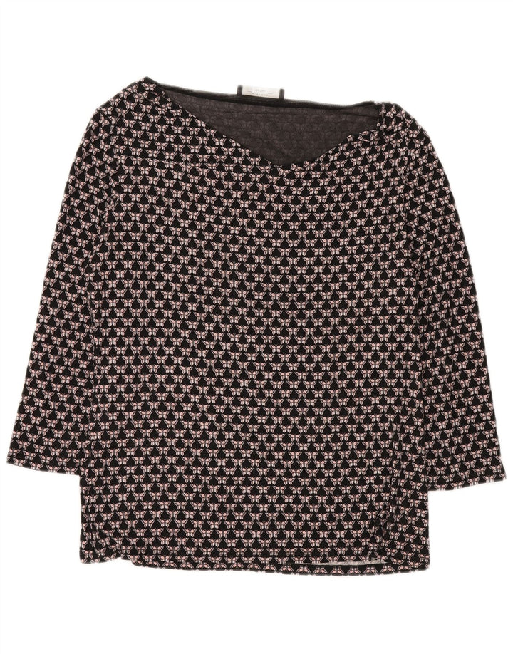 Max Mara Top de weekend pentru femei cu mânecă lungă UK 16 mare negru geometric