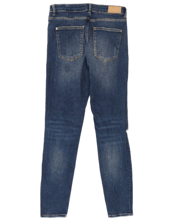 Blugi skinny distressed pentru femei Zara EU 38 Small W28 L27 Albastru