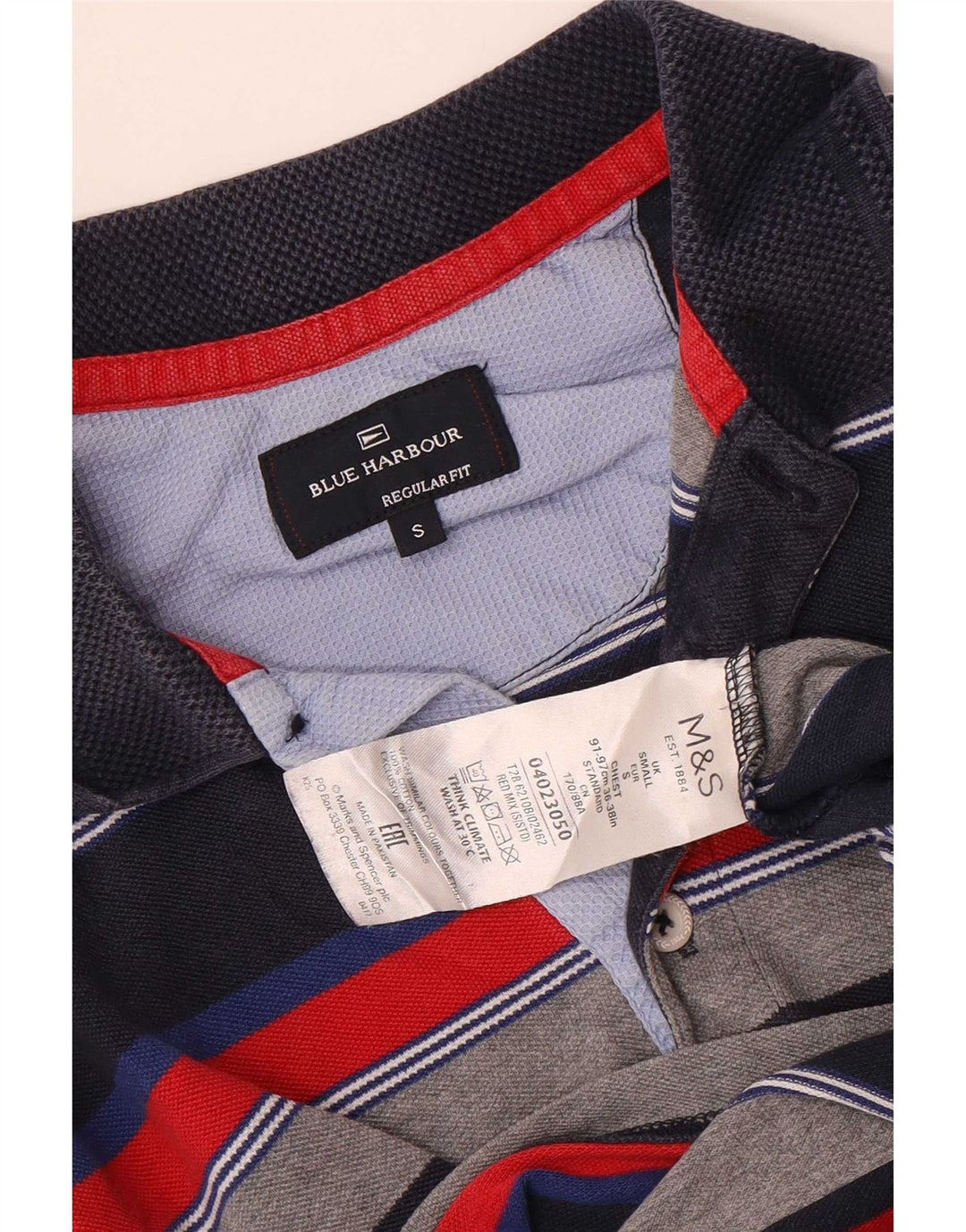 Cămașă polo pentru bărbați Marks & Spencer Blue Harbour, cu dungi mici, multicolore