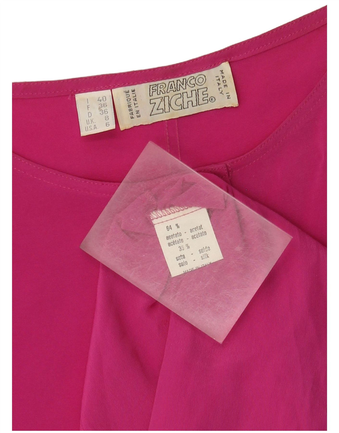 Bluză supradimensionată pentru femei Franco Ziche Top UK 8 Small Pink Acetat