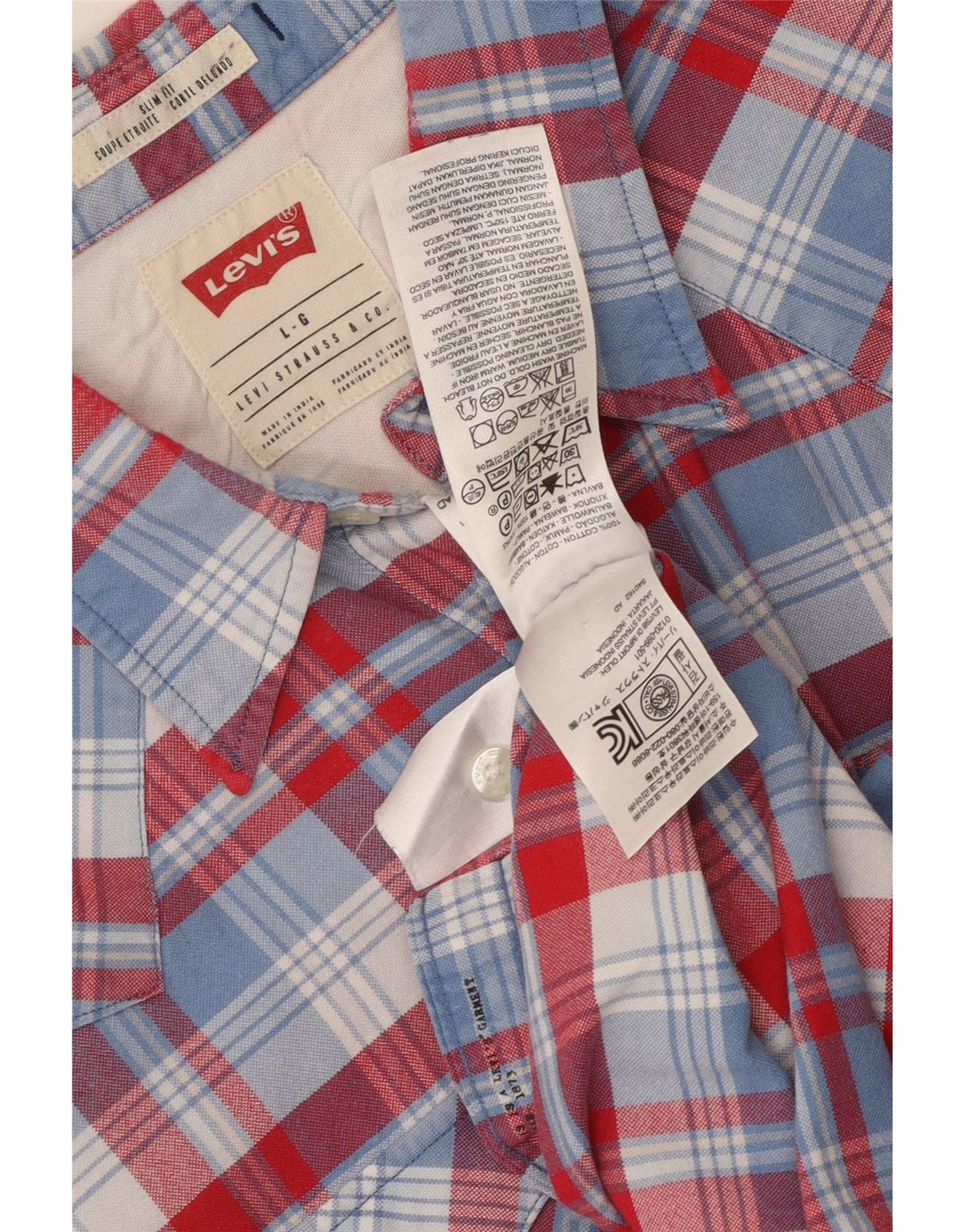 Cămașă Levi's pentru bărbați cu mânecă scurtă, slim fit, mare, roșu, din bumbac
