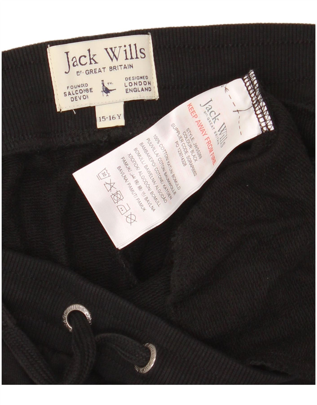 Jack Wills Pantaloni de trening grafic pentru baieti Joggeri 15-16 ani negru