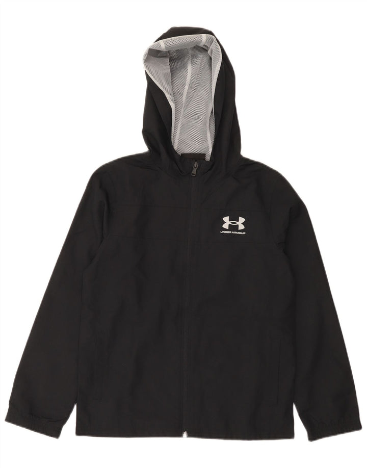 Jachetă de ploaie cu glugă Under Armour pentru băieți, 9-10 ani, poliester mediu negru