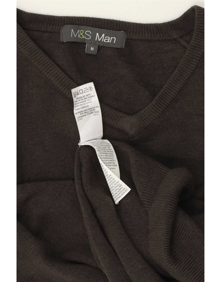 Pulover cu decolteu în V pentru bărbați Marks & Spencer, gri mediu acrilic