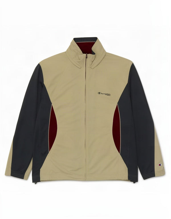 Champion Mens Tracksuit Top Jacket Large Beige Colourblock Polyester