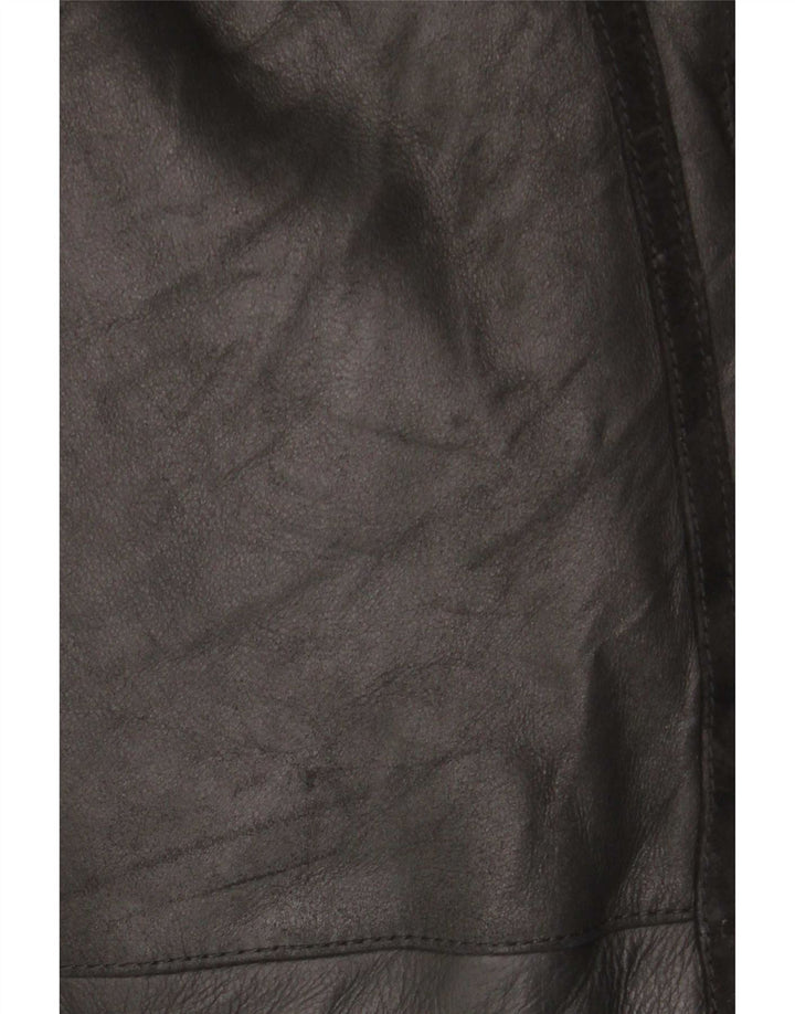 Palton din shearling vintage pentru femei UK 12, piele medie neagră
