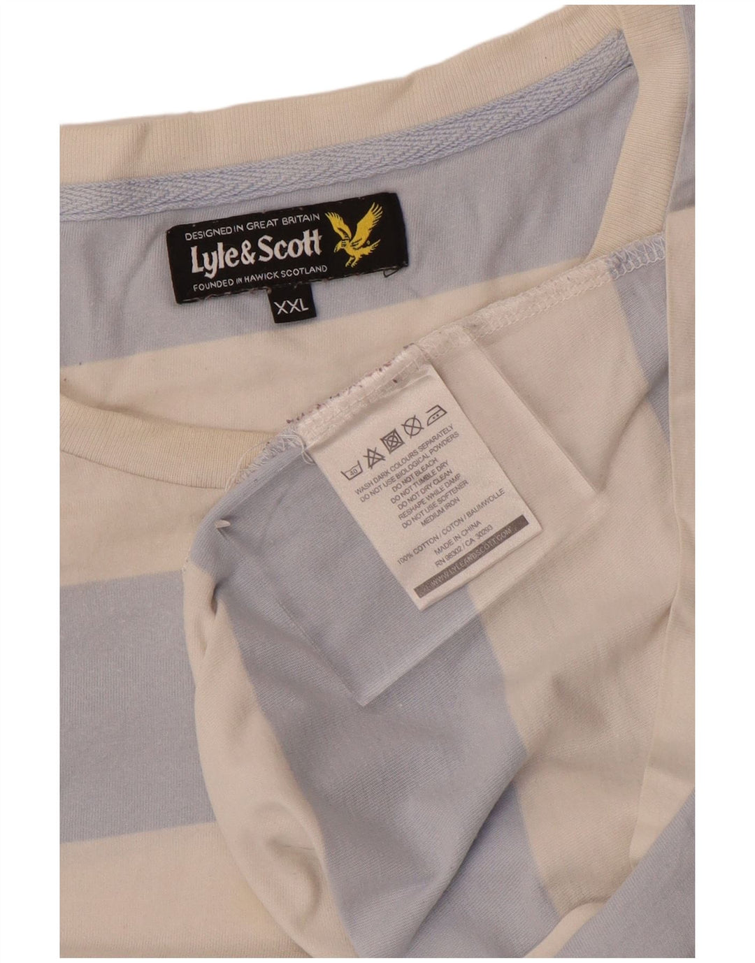 Tricou pentru bărbați Lyle & Scott Top 2XL bumbac cu dungi albe