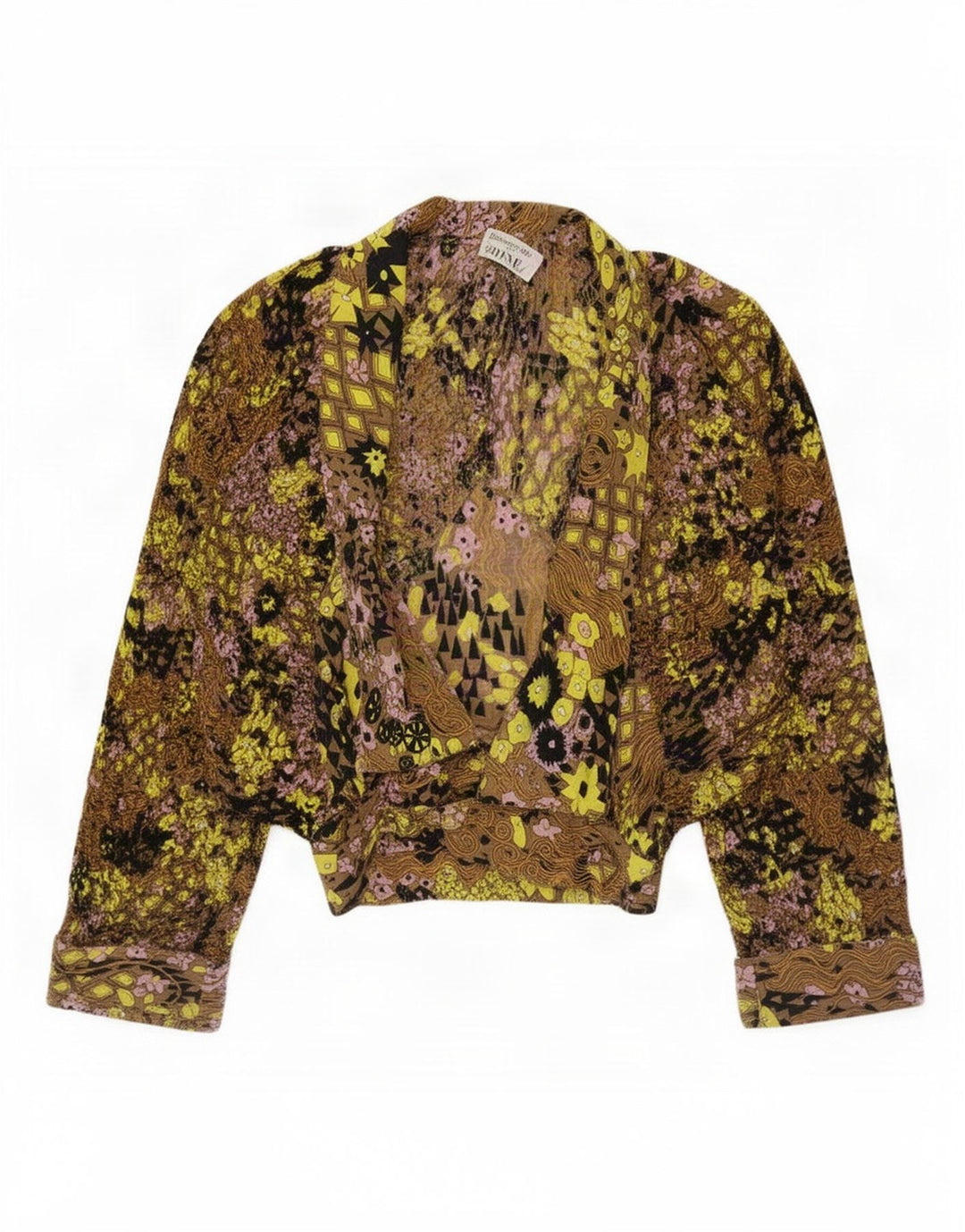 Bluză Vintage pentru damă, cu cămașă înfășurată, EU 40, medie, multicoloră, florală