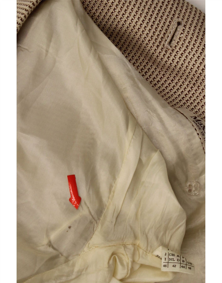 Jachetă Blazer pentru femei Max Mara, cu două piepturi, UK 16, mare, bej, geometrică