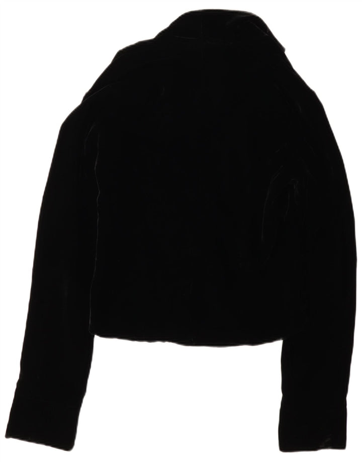 Jachetă pentru femei VINTAGE din catifea cu 3 nasturi UK 12 Medium Black