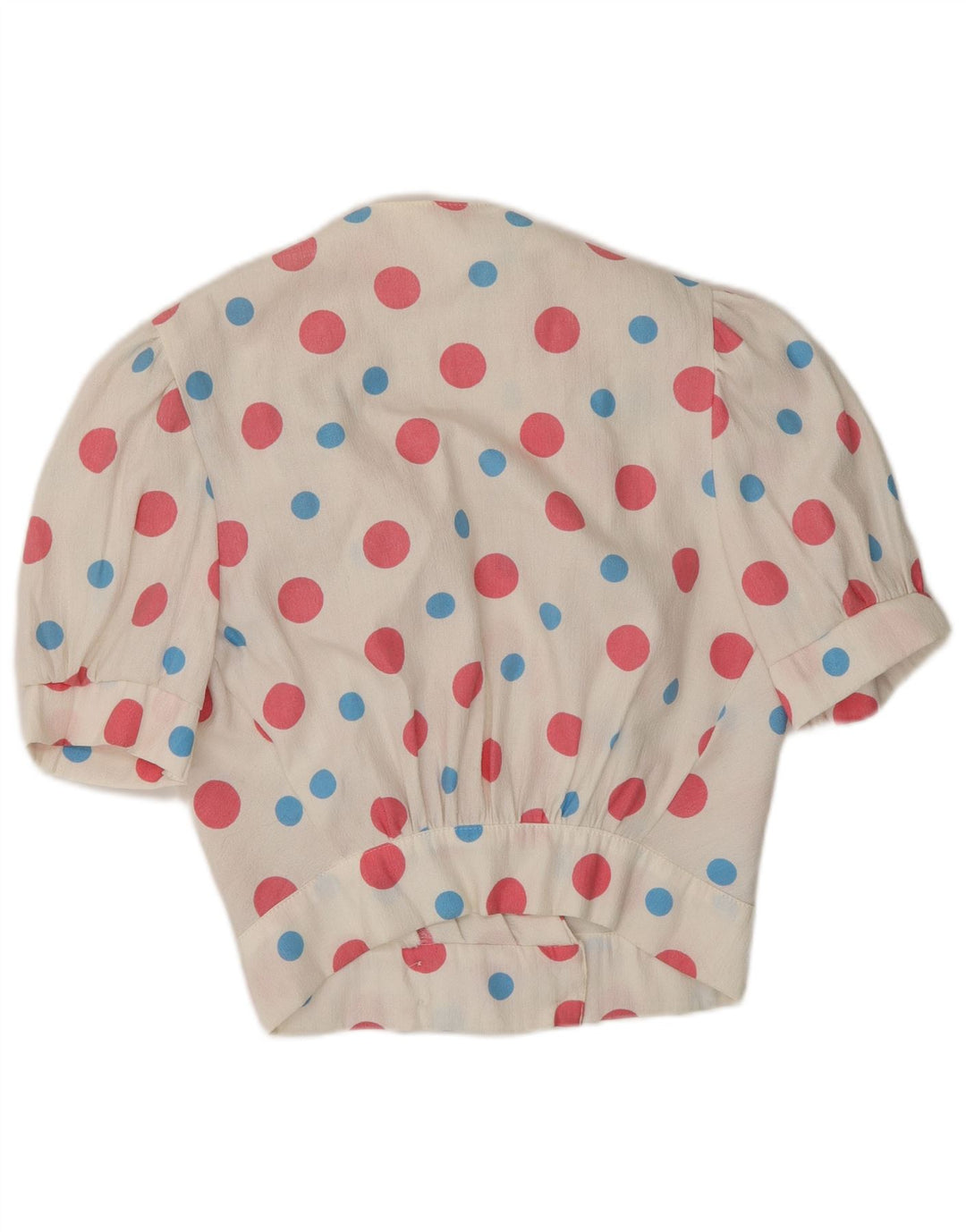 Vintage Womens Bluse Top UK 10 Small White Spotted