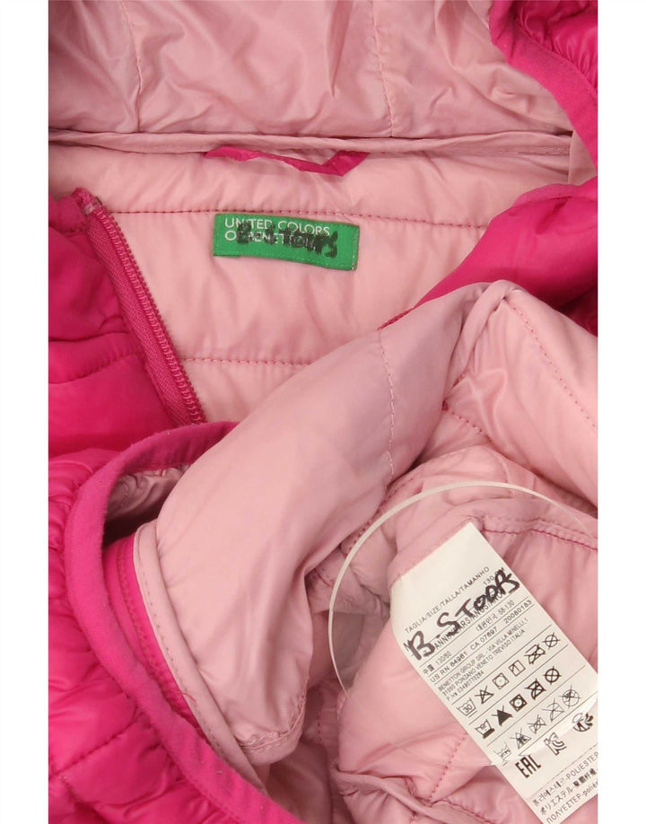 Jachetă căptușită cu glugă Benetton pentru fete 7-8 ani poliamidă roz mediu