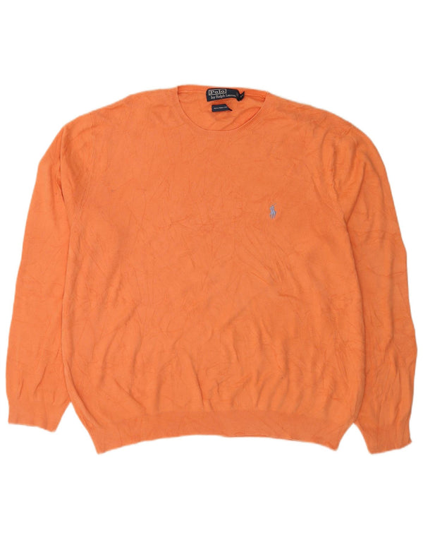 Polo Ralph Lauren Mens Crew Neck Jumper Sweater XL Orange Cotton