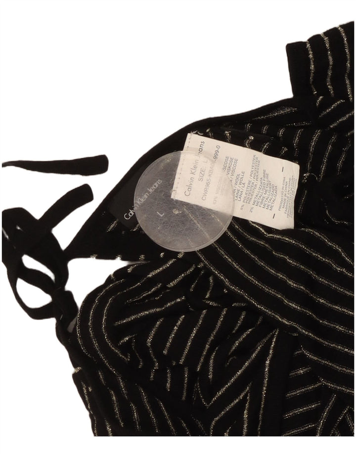 Bluză Crop Top pentru femei Calvin Klein UK 14 Viscoză mare cu dungi negre