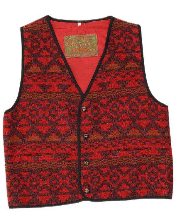 Vestă pentru bărbați Pionier, mare, roșu, geometric, din lână, aztecă