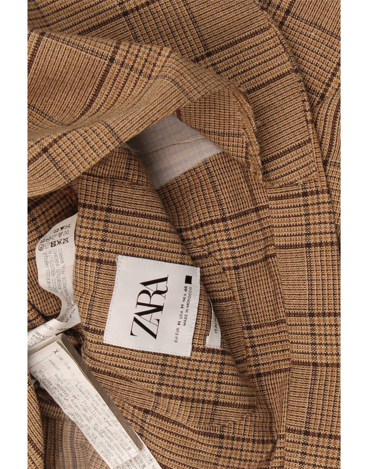 Blazer pentru bărbați Zara cu 2 nasturi, UK 38, bumbac cu carouri maro mediu