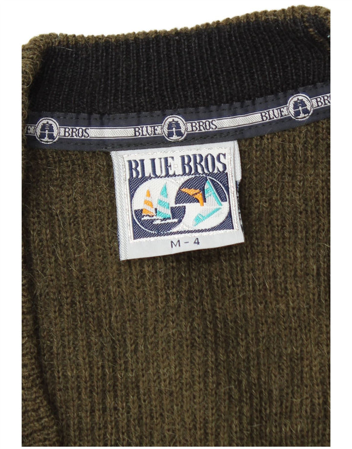 Pulover Cardigan Vintage pentru Barbati Mediu Kaki Lână