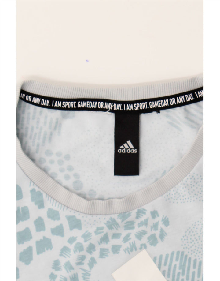 ADIDAS Womens Graphic T-Shirt Top UK 8 Small Blue Polyester Vintage Adidas and Second-Hand Adidas from Messina Hembry 