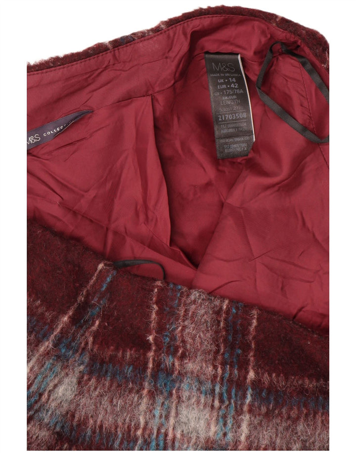 Fusta mini pentru femei Marks & Spencer UK 14 Large W34 Burgundy Check Poliester