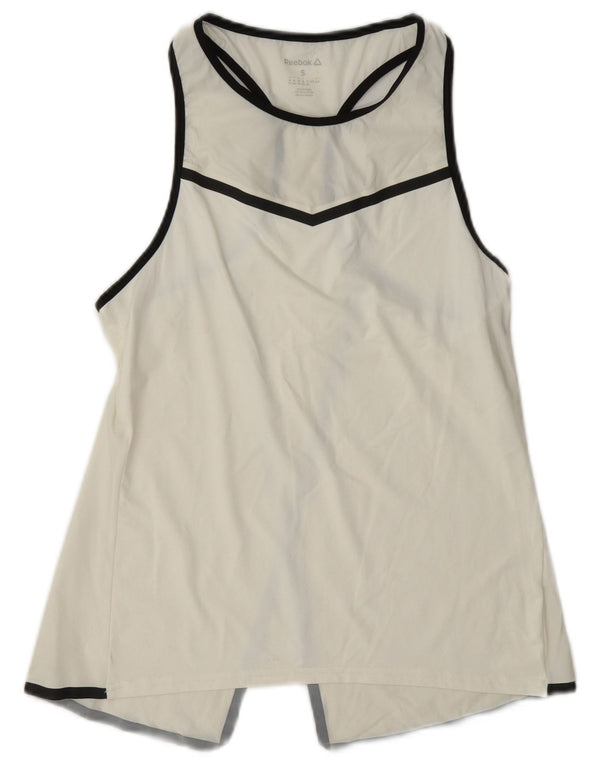 Top cu vestă grafică Reebok pentru femei UK 8/10 Small White