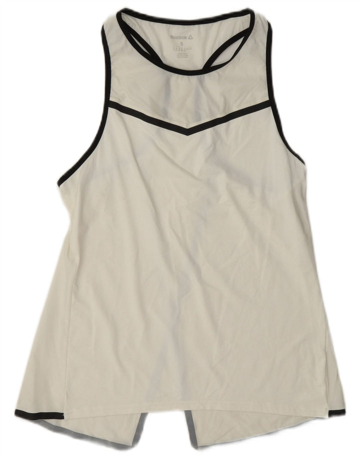 Top cu vestă grafică Reebok pentru femei UK 8/10 Small White