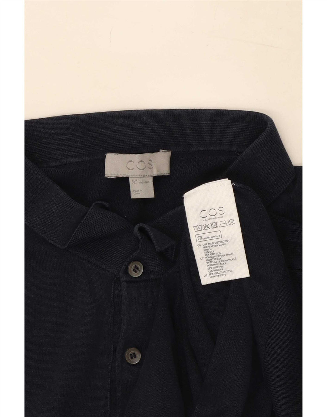 Cămașă polo pentru bărbați Cos, mare, bleumarin, mătase