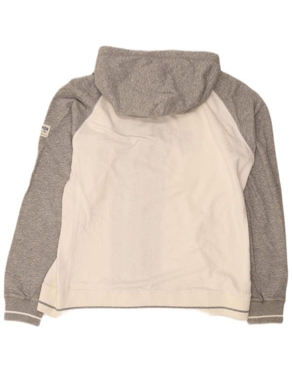 Champion Mens Graphic Zip Hoodie Sweater 2XL White Colourblock Cotton