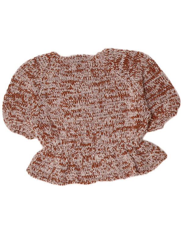 Bluză oversize din croșetat pentru femei Zara UK 10 Bumbac maro mic