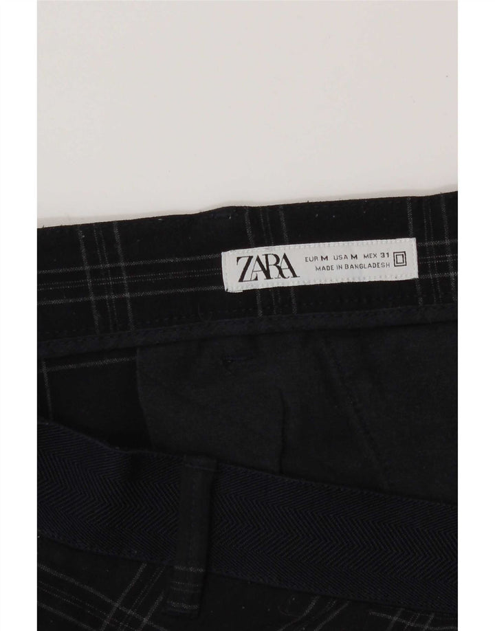 Pantaloni chino slim pentru femei Zara Mediu L31 L29 Poliester cu carouri bleumarin