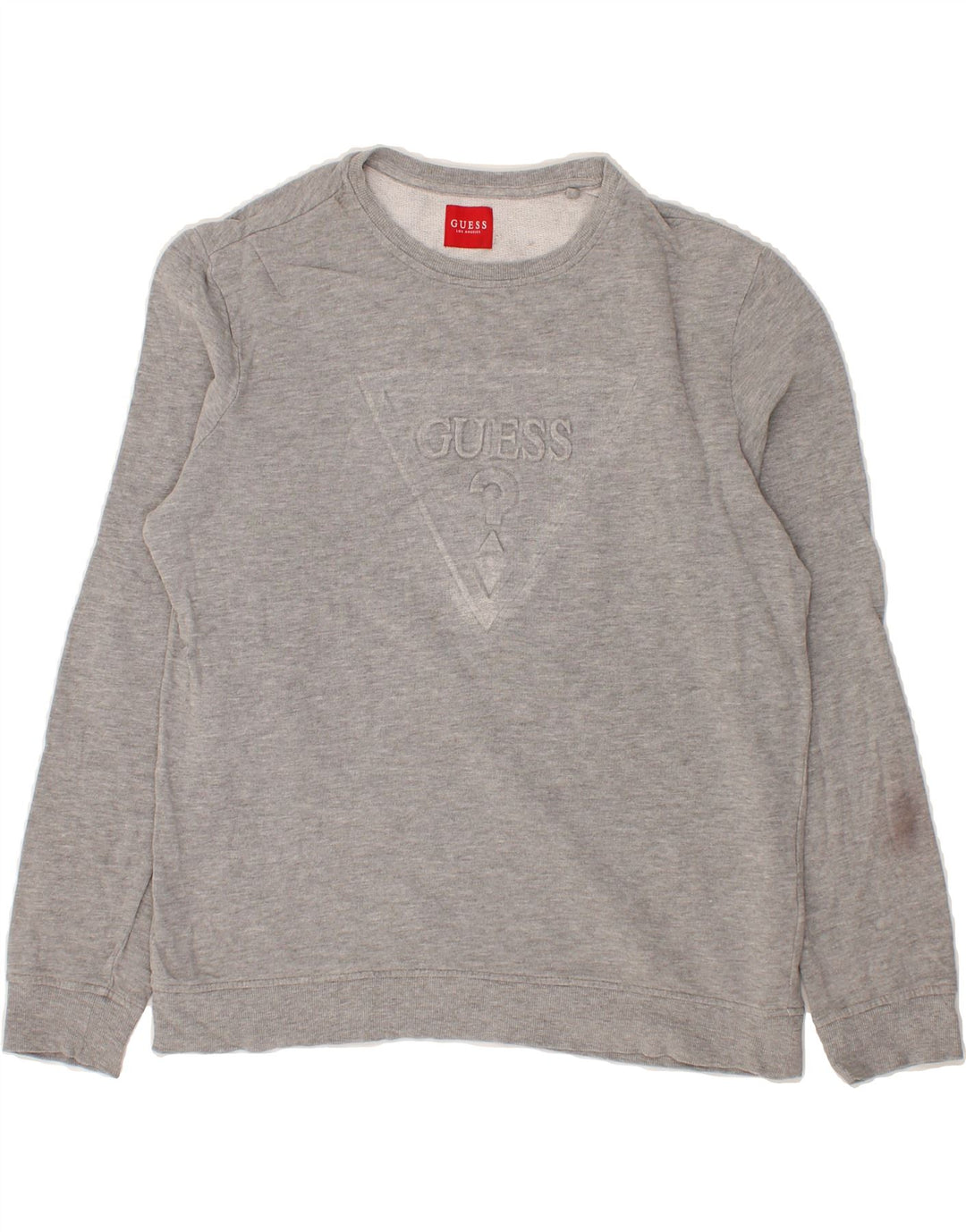 GUESS Womens Graphic Sweatshirt Jumper UK 14 Medium Grey Cotton Vintage Guess and Second-Hand Guess from Messina Hembry 