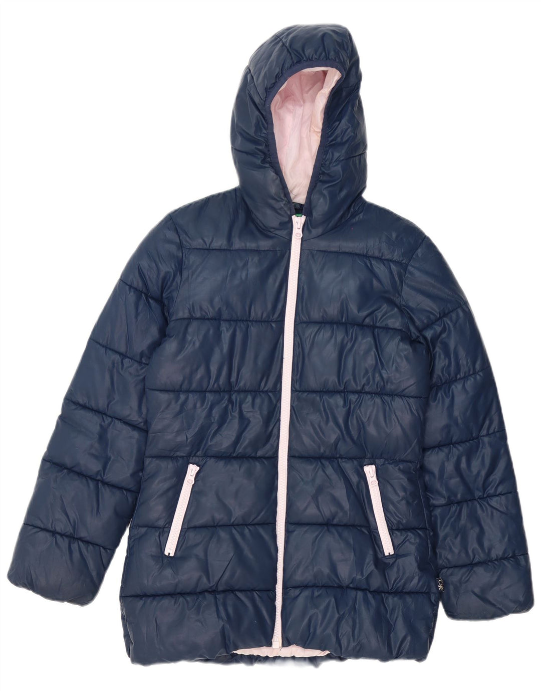 Jachetă căptușită cu glugă Benetton pentru femei UK 8 Small Bleumarin